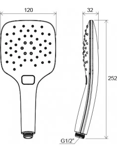 Dušo galvutė AIR, 120 mm, juoda, RAVAK