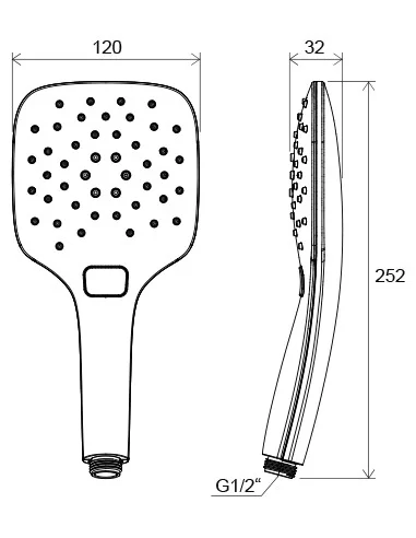 Dušo galvutė AIR, 120 mm, juoda, RAVAK