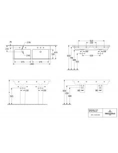 Praustuvas dvigubas Subway 3.0 1300x475 mm, Villeroy & Boch