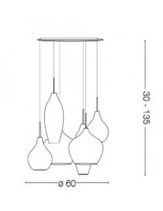 Pakabinamas šviestuvas soft sp6 smoked glass, Ideal lux