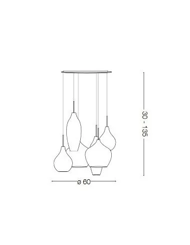 Pakabinamas šviestuvas soft sp6 smoked glass, Ideal lux