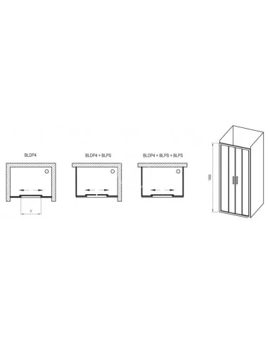 Dušo durys nišai BLDP4-120, RAVAK