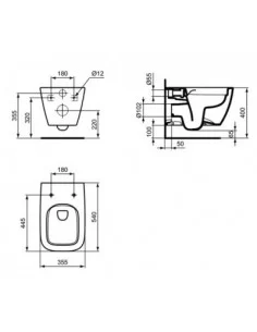 WC pakabinamas I.LIFE B su Soft Close dangčiu, IDEAL STANDARD T461401+T468301