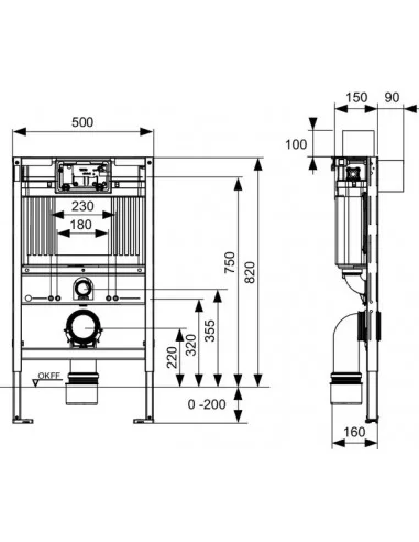 TECE universalus WC rėmas, montavimo aukštis 820mm