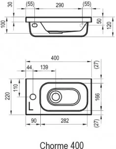 Praustuvas Chrome 400 L be persipylimo, RAVAK