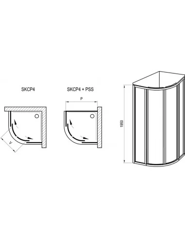 Pusapvalė dušo kabina Supernova SKCP4 80, 90 cm, RAVAK