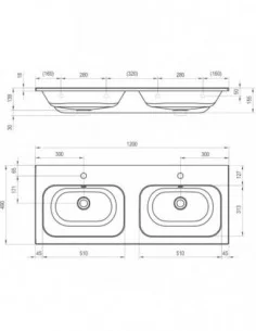 Dvigubas praustuvas Chrome Slim 1200, Balta, RAVAK