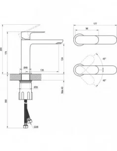 Praustuvo maišytuvas ELEGANTA 174 mm, Juodas matinis, RAVAK