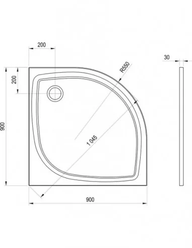 Dušo padėklas Elipso Pro Flat 90, R550, RAVAK