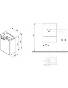 Spintelė po mini praustuvu Chrome II SD 400, Balta/juoda, RAVAK