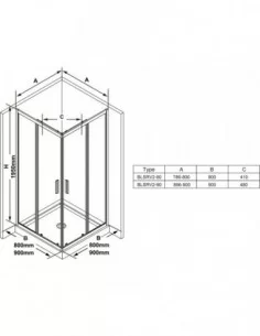 Dušo kabina Blix Slim BLSRV2 80-90cm, RAVAK