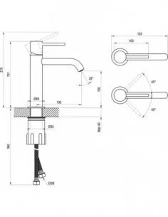 Praustuvo maišytuvas ESPIRIT 190 mm, Juodas matinis, RAVAK