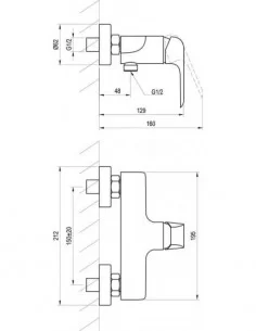 Maišytuvas dušui Flat 150 mm, Juodas, RAVAK