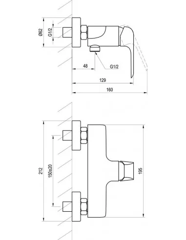 Maišytuvas dušui Flat 150 mm, Juodas, RAVAK