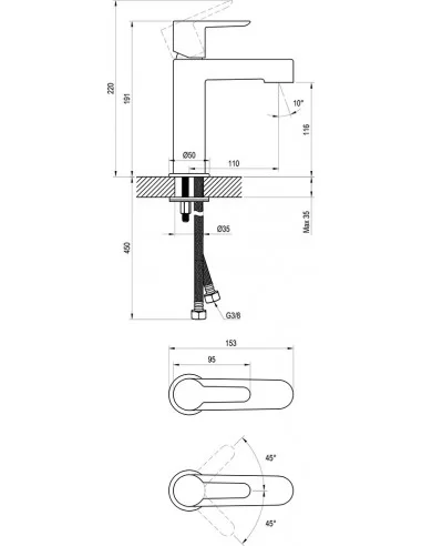 Praustuvo maišytuvas Puri 190 mm, Juodas, RAVAK