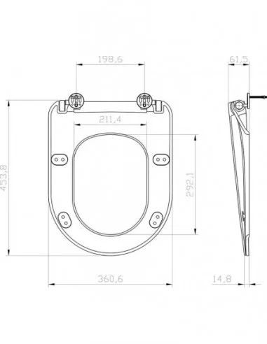 Unitazo dangtis – sėdynė Uni Chrome Flat, Juoda, RAVAK