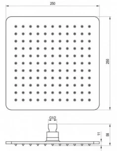 Kvadratinė dušo galvutė, 250x250 mm, Blizgus chromas, RAVAK