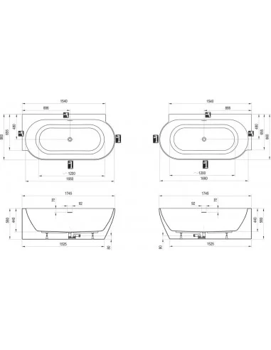 VONIA FREEDOM CORNER II TEC 175x86cm, RAVAK