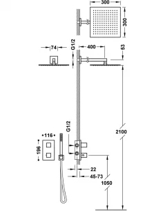 Termostatinė dušo sistema Therm-Box, TRES