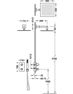 Termostatinė dušo sistema Therm-Box, TRES