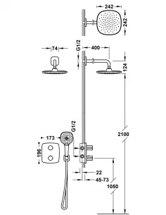 Termostatinė dušo sistema Therm-Box, TRES