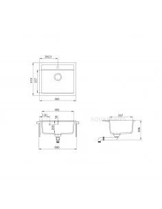 Akmens masės plautuvė QUADRO, pilkos sp., AQUASANITA