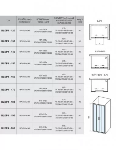 Dušo durys Blix BLDP4 160cm, RAVAK
