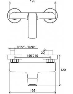 Dušo maišytuvas Flat, 150 mm, RAVAK