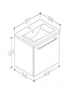 Spintelė su praustuvu SCANDIC 51 cm, balta, Raguvos Baldai