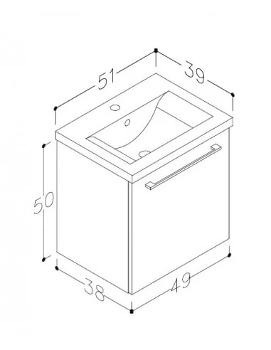 Spintelė su praustuvu SCANDIC 51 cm, balta, Raguvos Baldai